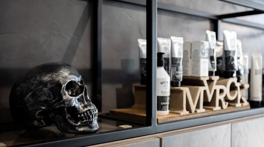 Grooming products on the shelf at Tuscani Man in Linksfield